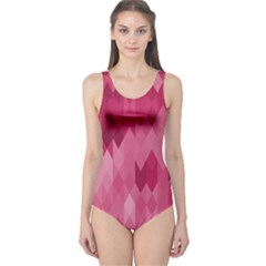 Blush Pink Geometric Pattern One Piece Swimsuit by SpinnyChairDesigns