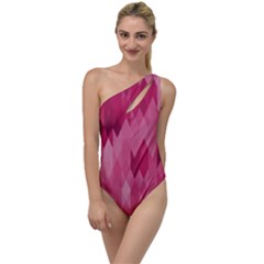 Blush Pink Geometric Pattern To One Side Swimsuit by SpinnyChairDesigns