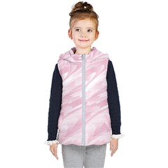 Pastel Pink Feathered Pattern Kids  Hooded Puffer Vest by SpinnyChairDesigns