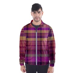 Magenta Gold Madras Plaid Men s Windbreaker by SpinnyChairDesigns