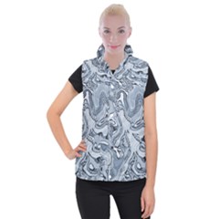 Faded Blue Abstract Art Women s Button Up Vest by SpinnyChairDesigns