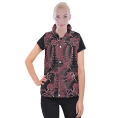 Red Black Abstract Art Women s Button Up Vest by SpinnyChairDesigns