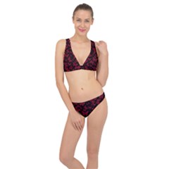 Red And Black Butterflies Classic Banded Bikini Set  by SpinnyChairDesigns