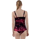 Crimson Red Black Swirl Twist Front Tankini Set View2