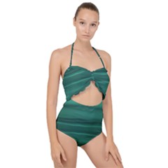 Biscay Green Ombre Scallop Top Cut Out Swimsuit by SpinnyChairDesigns