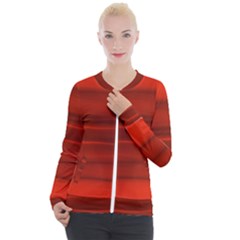 Scarlet Red Ombre Casual Zip Up Jacket by SpinnyChairDesigns