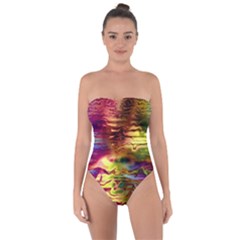 Electric Tie Dye Colors Tie Back One Piece Swimsuit by SpinnyChairDesigns