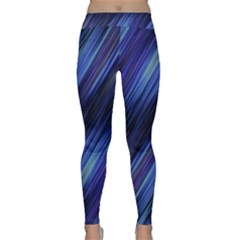 Indigo And Black Stripes Classic Yoga Leggings by SpinnyChairDesigns