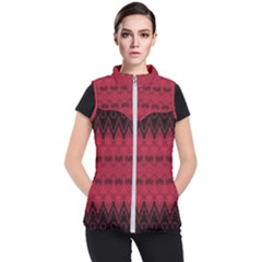 Boho Red Black Pattern Women s Puffer Vest by SpinnyChairDesigns