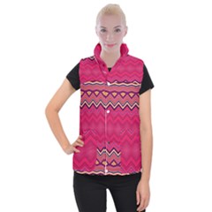 Boho Aztec Stripes Rose Pink Women s Button Up Vest by SpinnyChairDesigns
