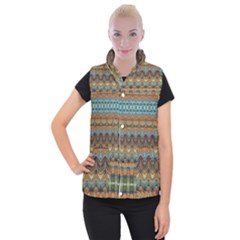 Boho Earth Colors Pattern Women s Button Up Vest by SpinnyChairDesigns