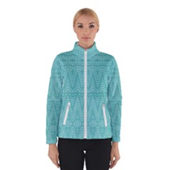 Boho Teal Pattern Winter Jacket by SpinnyChairDesigns