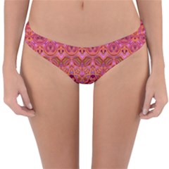 Boho Pink Pattern Reversible Hipster Bikini Bottoms by SpinnyChairDesigns