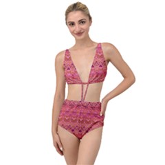 Boho Pink Pattern Tied Up Two Piece Swimsuit by SpinnyChairDesigns