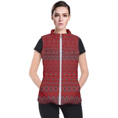 Boho Red Black Grey Women s Puffer Vest by SpinnyChairDesigns