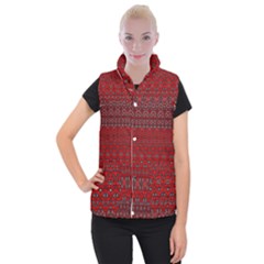 Boho Red Black Grey Women s Button Up Vest by SpinnyChairDesigns