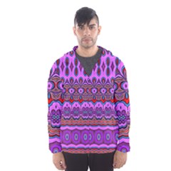 Boho Magenta Pattern Men s Hooded Windbreaker by SpinnyChairDesigns