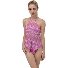 Boho Pink Floral Pattern Go With The Flow One Piece Swimsuit by SpinnyChairDesigns