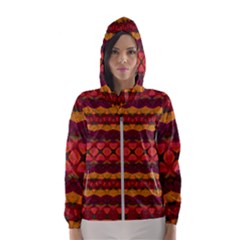 Boho Red Gold Women s Hooded Windbreaker by SpinnyChairDesigns