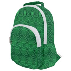 Boho Emerald Green Rounded Multi Pocket Backpack by SpinnyChairDesigns