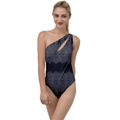 Boho Black Grey Pattern To One Side Swimsuit by SpinnyChairDesigns