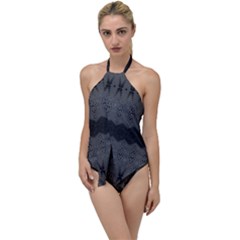 Boho Black Grey Pattern Go With The Flow One Piece Swimsuit by SpinnyChairDesigns