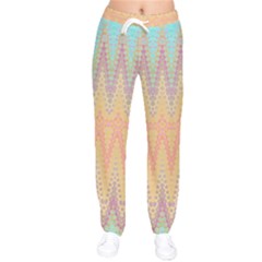Boho Pastel Colors Women Velvet Drawstring Pants by SpinnyChairDesigns