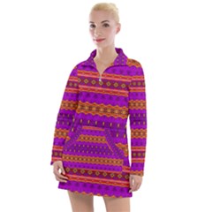 Boho Magenta And Gold Women s Long Sleeve Casual Dress by SpinnyChairDesigns