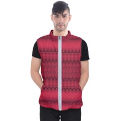 Crimson Red Pattern Men s Puffer Vest by SpinnyChairDesigns