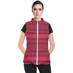 Crimson Red Pattern Women s Puffer Vest by SpinnyChairDesigns