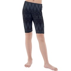 Boho Black And Silver Kids  Mid Length Swim Shorts by SpinnyChairDesigns