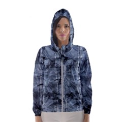 Faded Blue Texture Women s Hooded Windbreaker by SpinnyChairDesigns