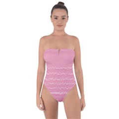 Boho Pink Stripes Tie Back One Piece Swimsuit by SpinnyChairDesigns