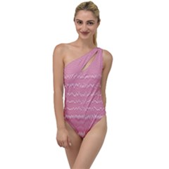 Boho Pink Stripes To One Side Swimsuit by SpinnyChairDesigns