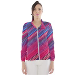 Boho Pink Blue Stripes Women s Windbreaker by SpinnyChairDesigns