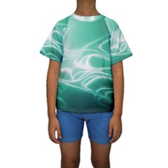 Biscay Green Glow Kids  Short Sleeve Swimwear by SpinnyChairDesigns