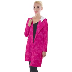 Magenta Pink Butterflies Pattern Hooded Pocket Cardigan by SpinnyChairDesigns