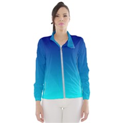 Aqua Blue And Indigo Ombre Women s Windbreaker by SpinnyChairDesigns