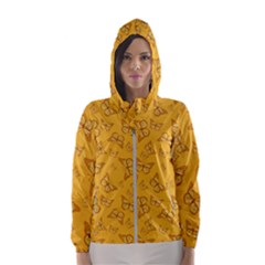 Mustard Yellow Monarch Butterflies Women s Hooded Windbreaker by SpinnyChairDesigns