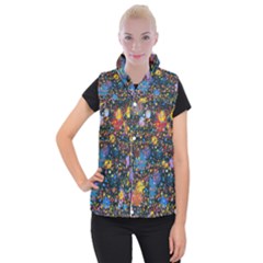 Abstract Paint Splatters Women s Button Up Vest by SpinnyChairDesigns