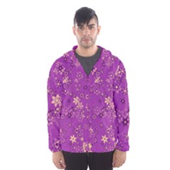 Gold Purple Floral Print Men s Hooded Windbreaker by SpinnyChairDesigns