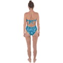 Teal Blue Floral Print Tie Back One Piece Swimsuit View2