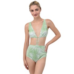 Tea Green Floral Print Tied Up Two Piece Swimsuit by SpinnyChairDesigns