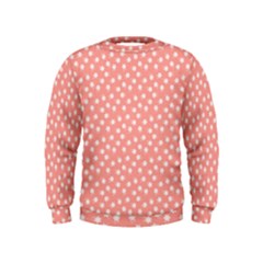 Coral Pink White Floral Print Kids  Sweatshirt