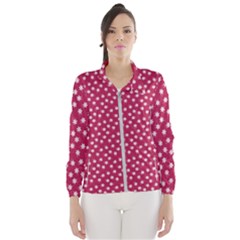 Magenta Rose White Floral Print Women s Windbreaker by SpinnyChairDesigns