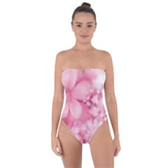 Blush Pink Watercolor Flowers Tie Back One Piece Swimsuit by SpinnyChairDesigns