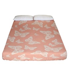 Peaches And Cream Butterfly Print Fitted Sheet (king Size) by SpinnyChairDesigns