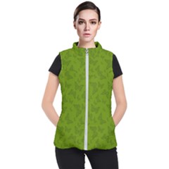 Avocado Green Butterfly Print Women s Puffer Vest by SpinnyChairDesigns