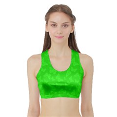Chartreuse Green Butterfly Print Sports Bra With Border by SpinnyChairDesigns