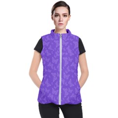 Violet Purple Butterfly Print Women s Puffer Vest by SpinnyChairDesigns